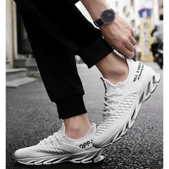 Mens White Blade Running Sneakers Fashion Mesh Athletic Shoes Sz 9.5 NEW - Picture 13 of 15